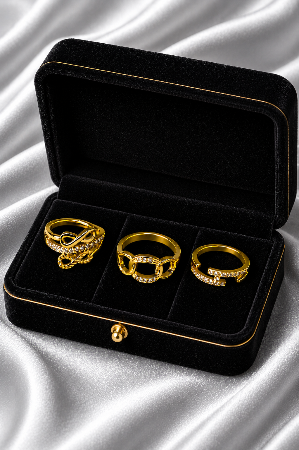 Selena Elegant Gold Crystal Ring Set