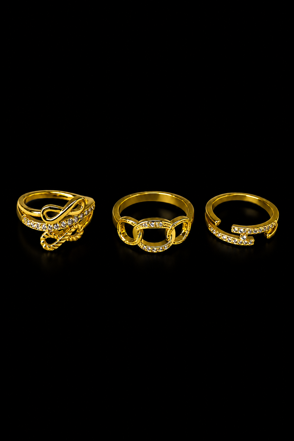 Selena Elegant Gold Crystal Ring Set