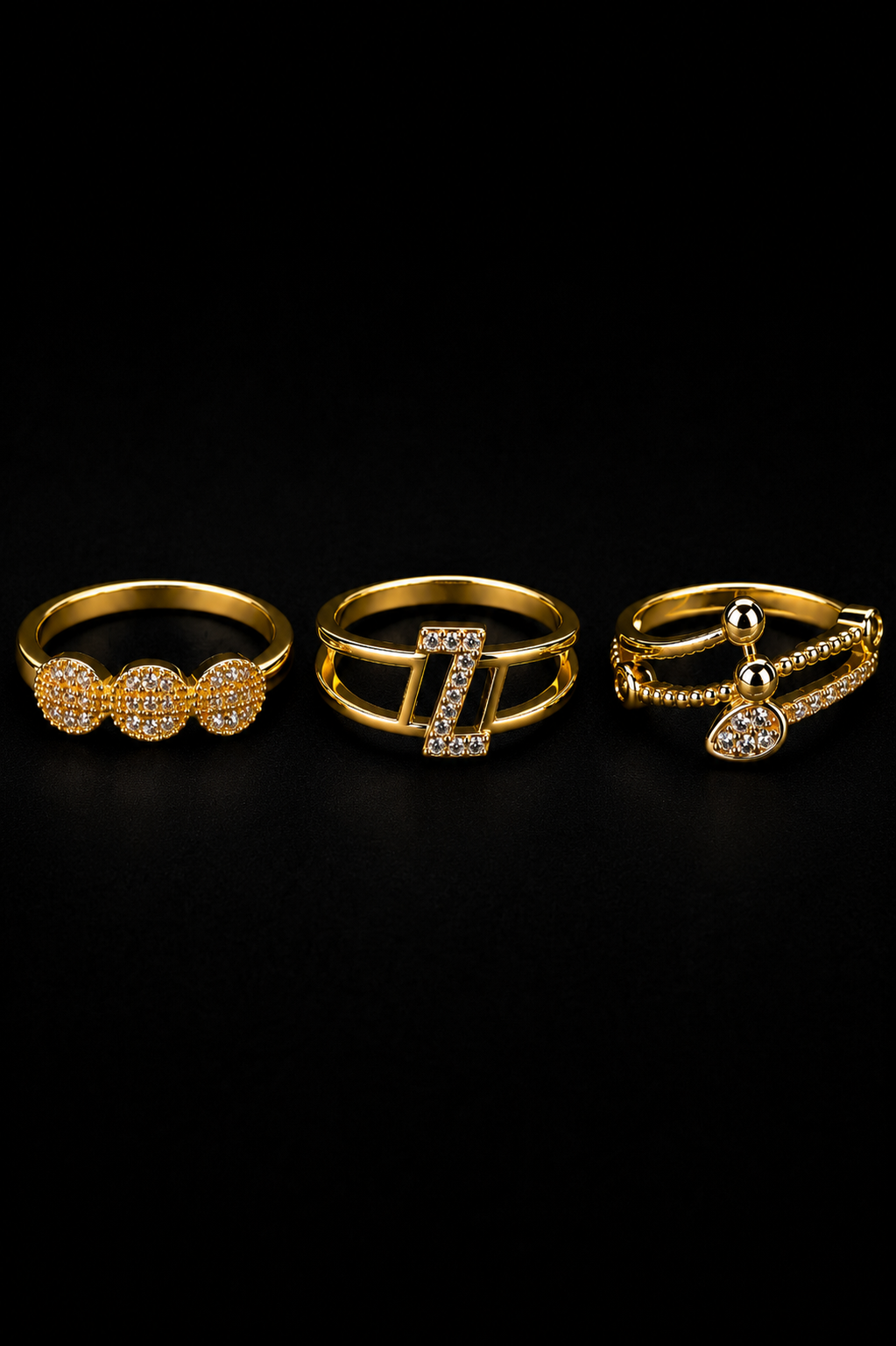 Selena Luxury Gold Crystal Ring Set