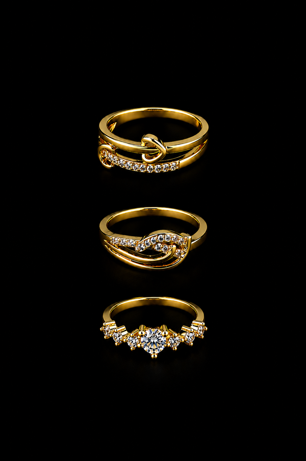 Selena Grace Gold Crystal Ring Set | Fashion Jewellery UAE | Honey Bee Orb