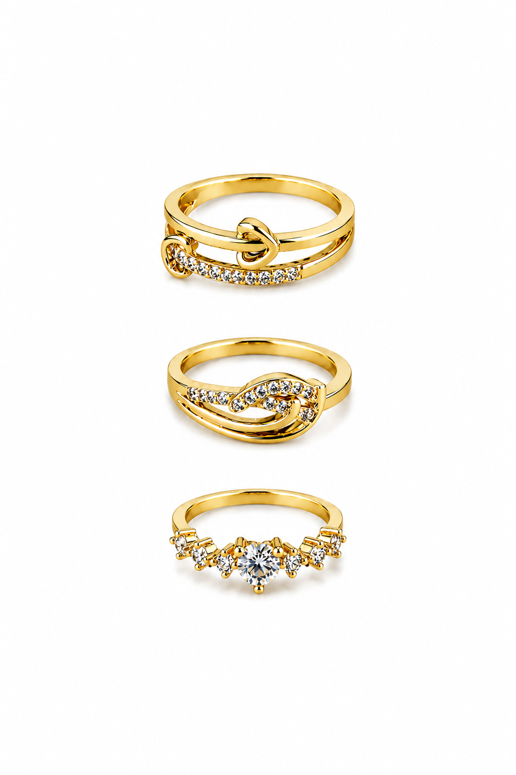 Selena Grace Gold Crystal Ring Set | Fashion Jewellery UAE | Honey Bee Orb
