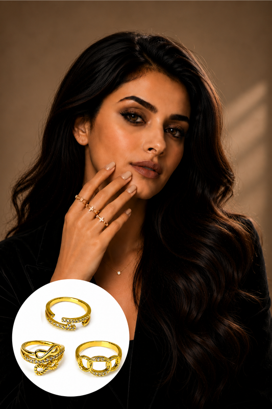 Selena Elegant Gold Crystal Ring Set
