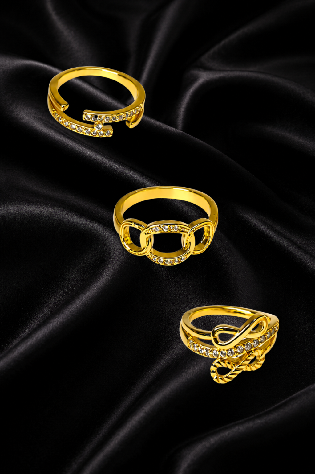 Selena Elegant Gold Crystal Ring Set