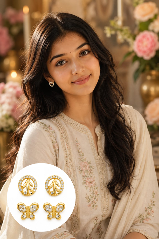 Shehla Trio Set - Minimal Gold Earrings (3 Pairs)