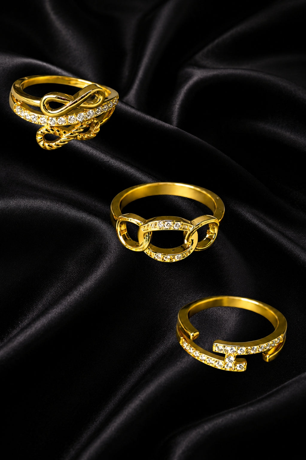Selena Luxury Gold Crystal Ring Set