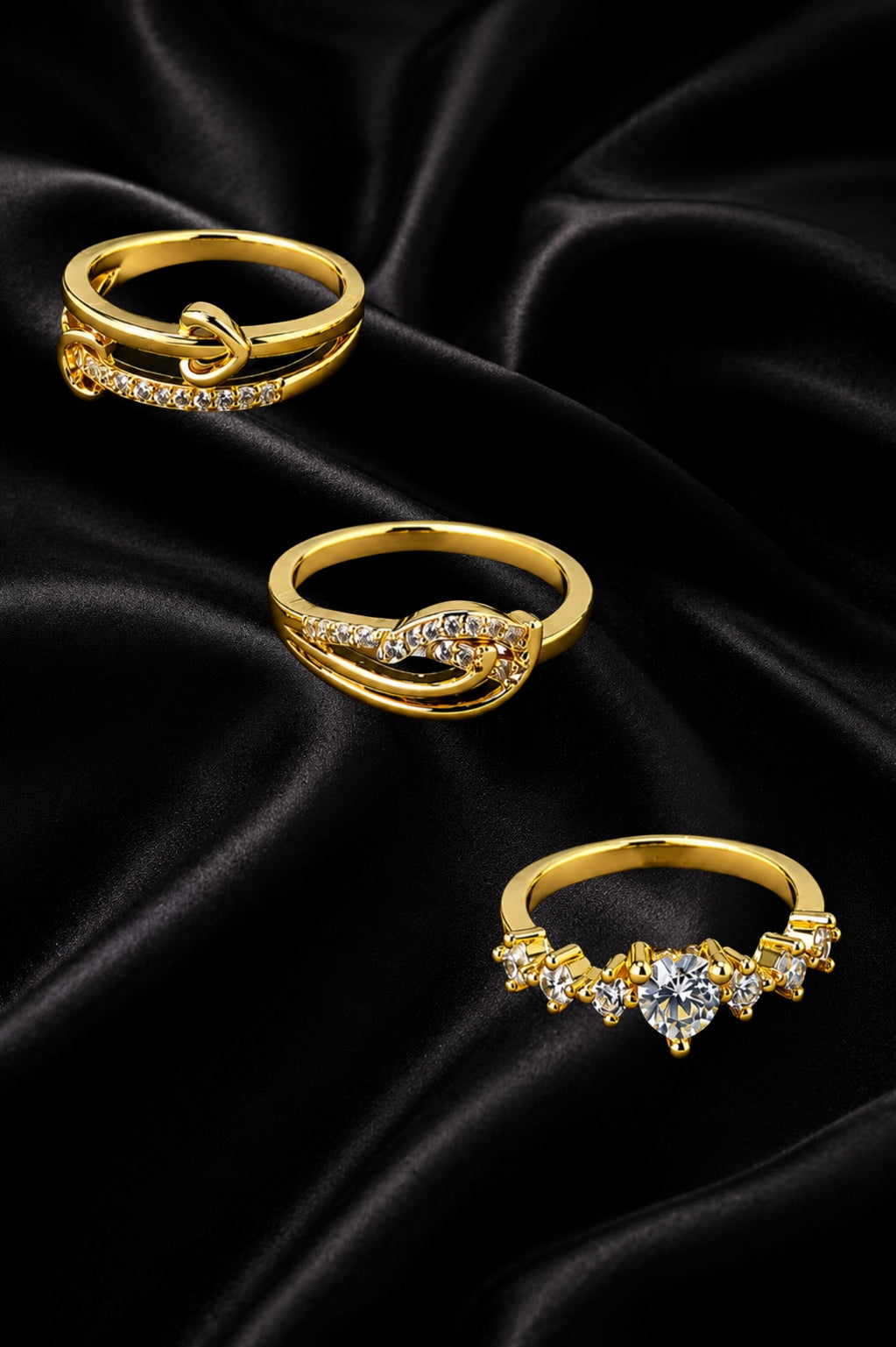Selena Grace Gold Crystal Ring Set | Fashion Jewellery UAE | Honey Bee Orb