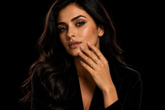 Luxury Gold Crystal Ring Set