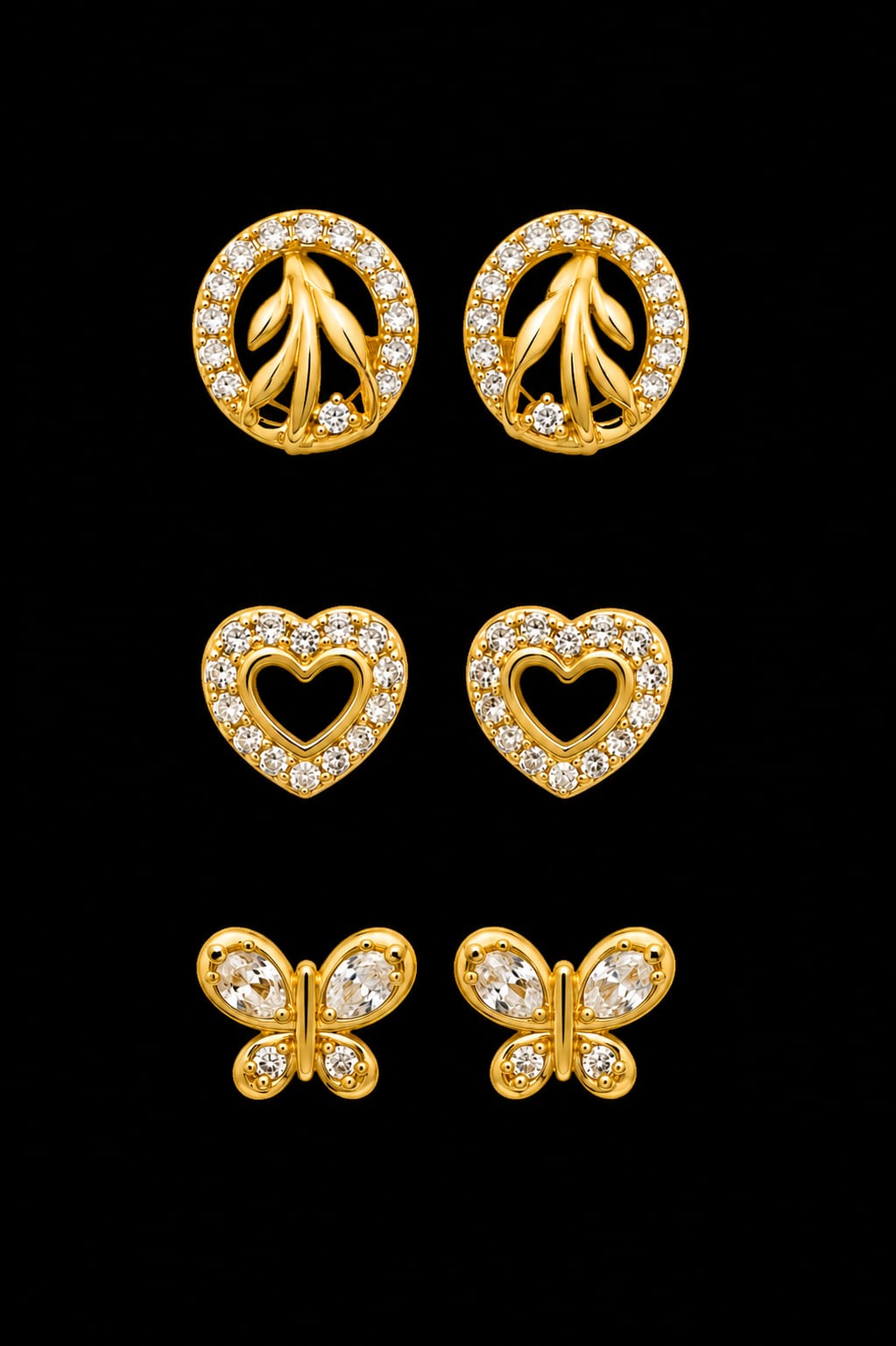 Shehla Trio Set - Minimal Gold Earrings (3 Pairs)