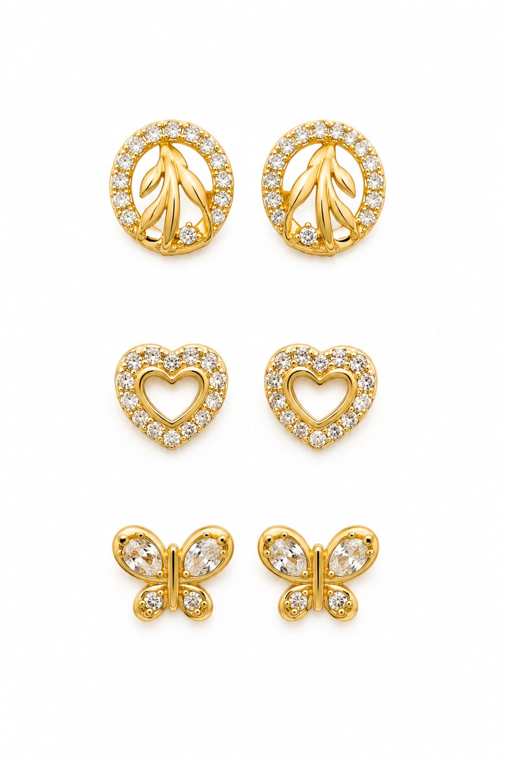 Shehla Trio Set - Minimal Gold Earrings (3 Pairs)